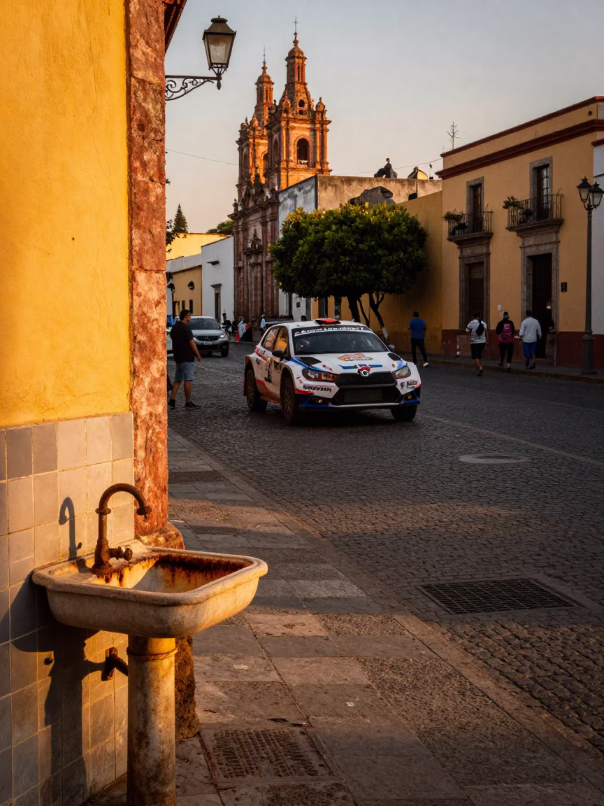 Guadalajara Rally Scene at Honeyed Evening Light in in Guadalajara, Mexico