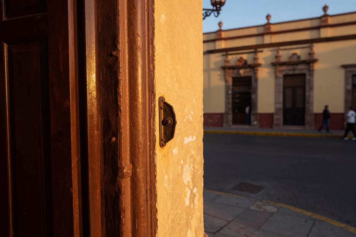 Guadalajara Street Corner at Honeyed Evening Light in in Guadalajara, Mexico