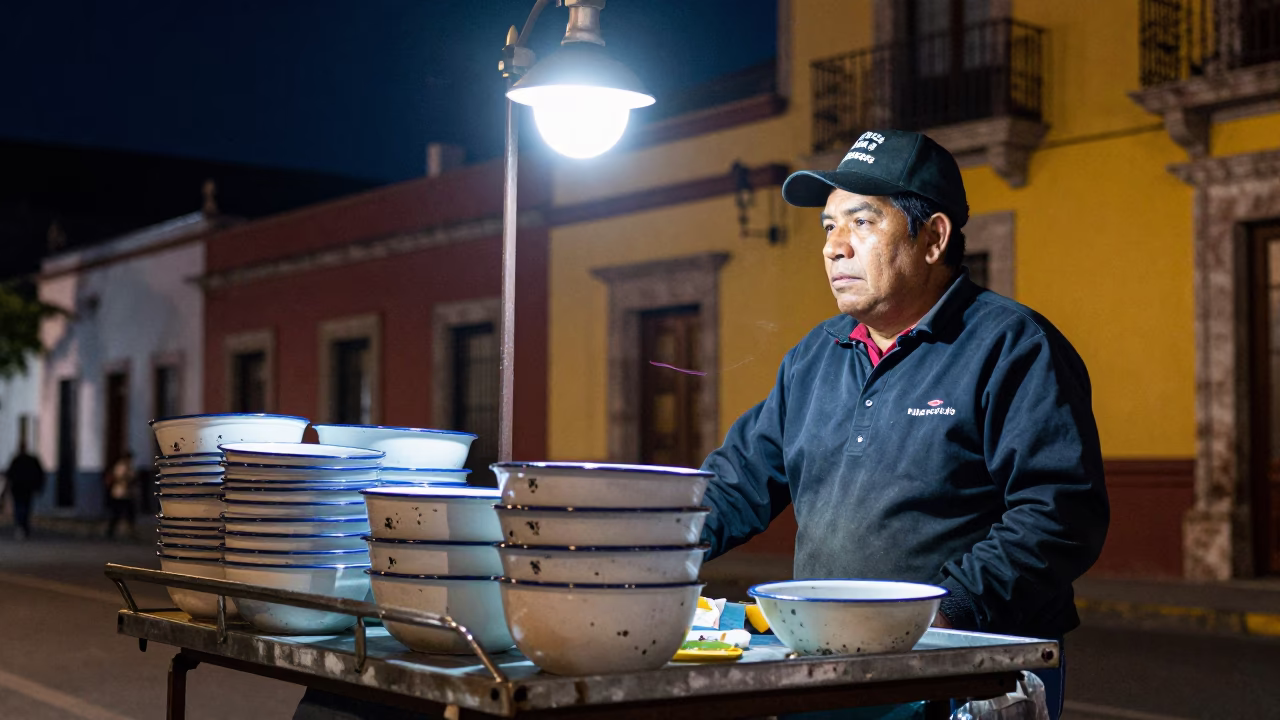 Guadalajara Street Vendor at Deep In The Night Light in in Guadalajara, Mexico