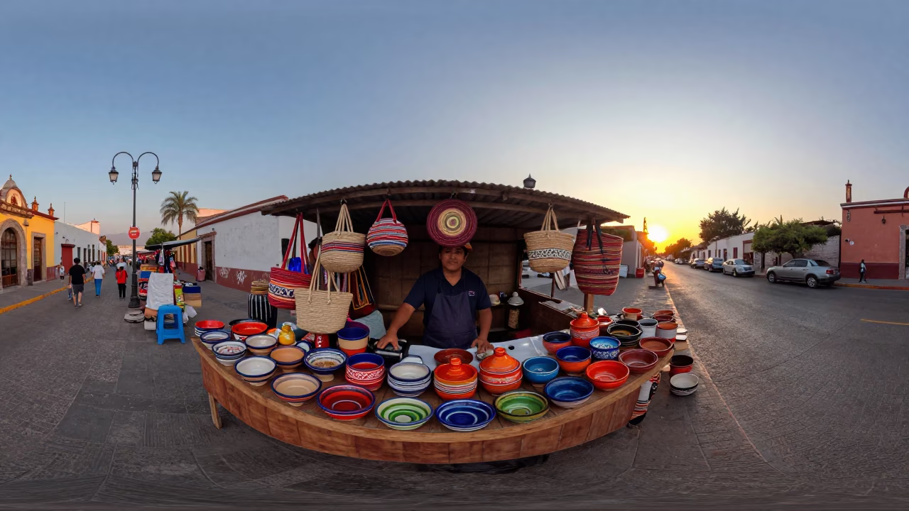 Guadalajara Vendor Stall at As The Sun Drops Toward The Horizon in in Guadalajara, Mexico