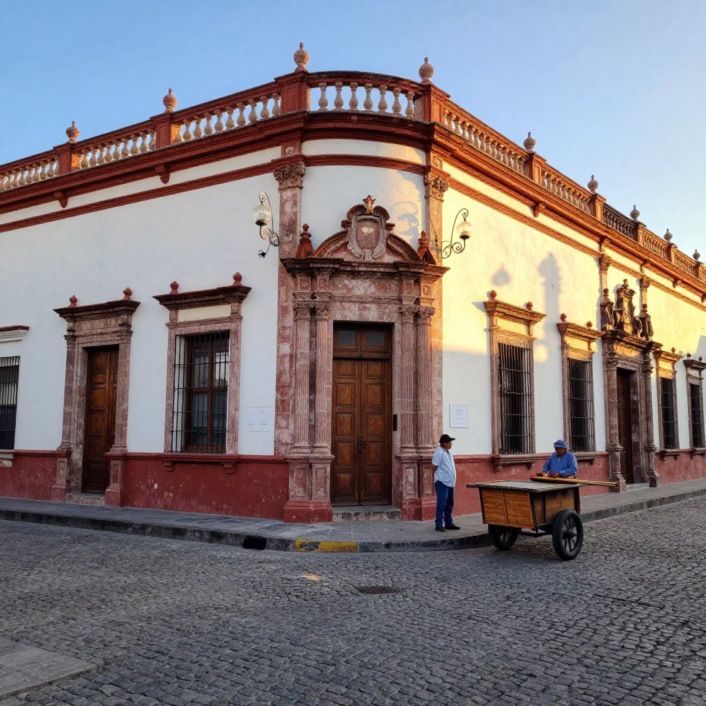 Guadalaya Mexico Just After Sunrise Street Scene With Hand Broom And Morning Light in in Guadalajara, Mexico