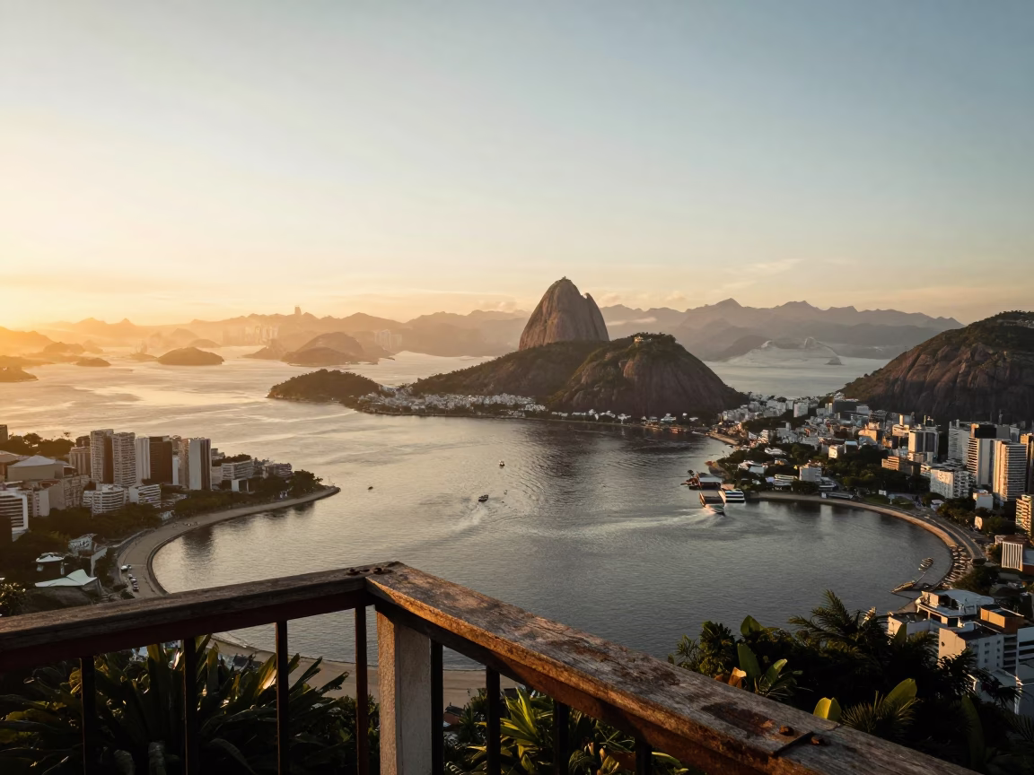 Guanabara Bay And Sugarloaf Mountain From Historical Neighborhood in Rio De Janeiro in in Rio de Janeiro, Brazil