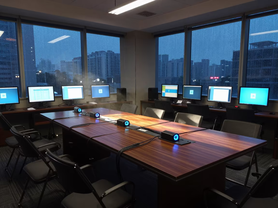 Guangzhou Boardroom Indigo Light Before Meeting in at a boardroom table before a meeting in Guangzhou