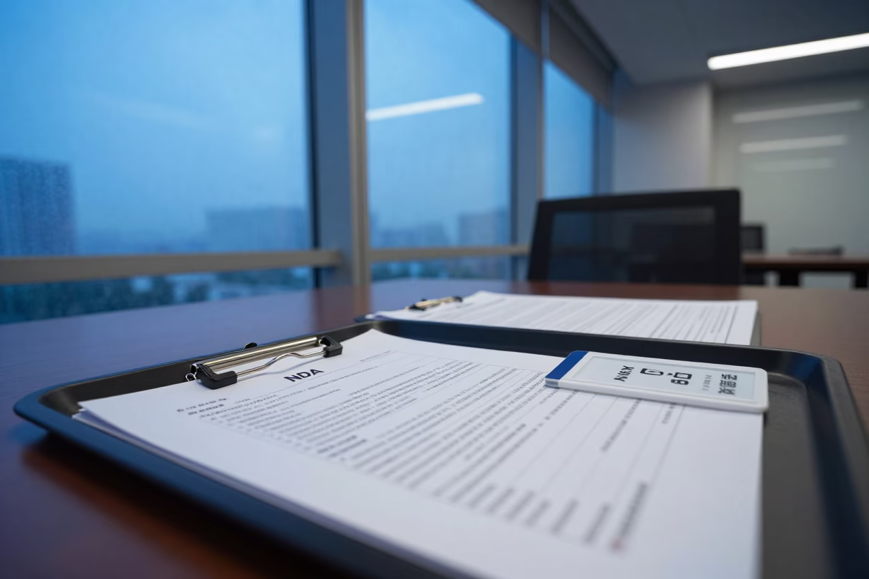 Guangzhou Conference Room NDA Clipboard Twilight in inside a conference room in Guangzhou