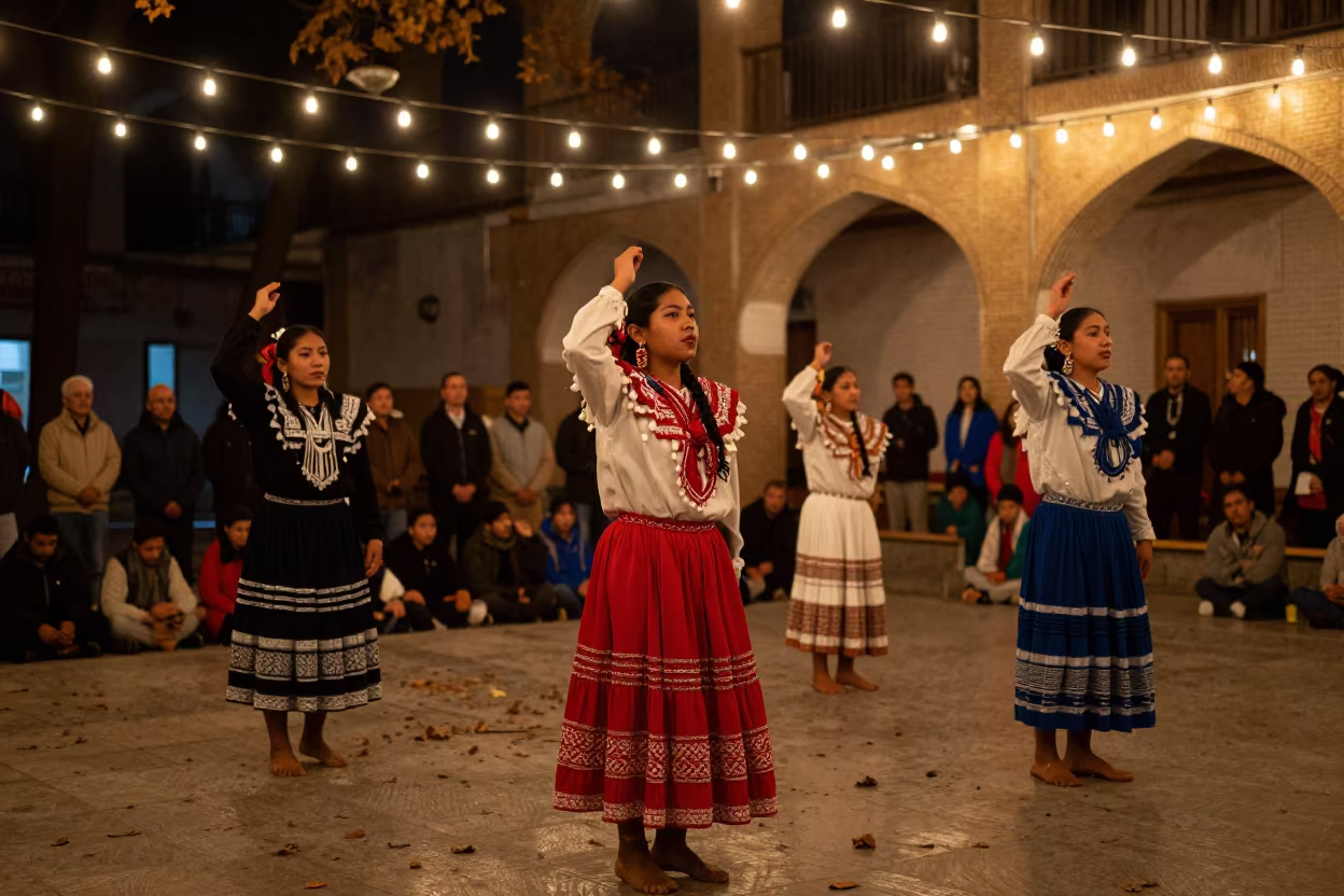 Guatemalan Rabinal Achi Dance in Tehran Hall in in a prayer hall in Tehran