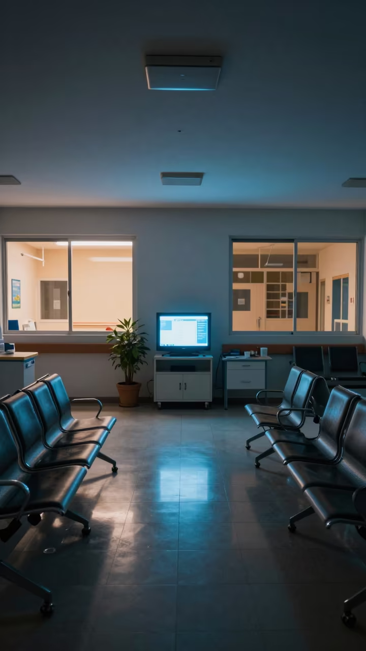 Guayaquil Hospital Waiting Room Evening Blue Light in in a surgical prep area near Guayaquil