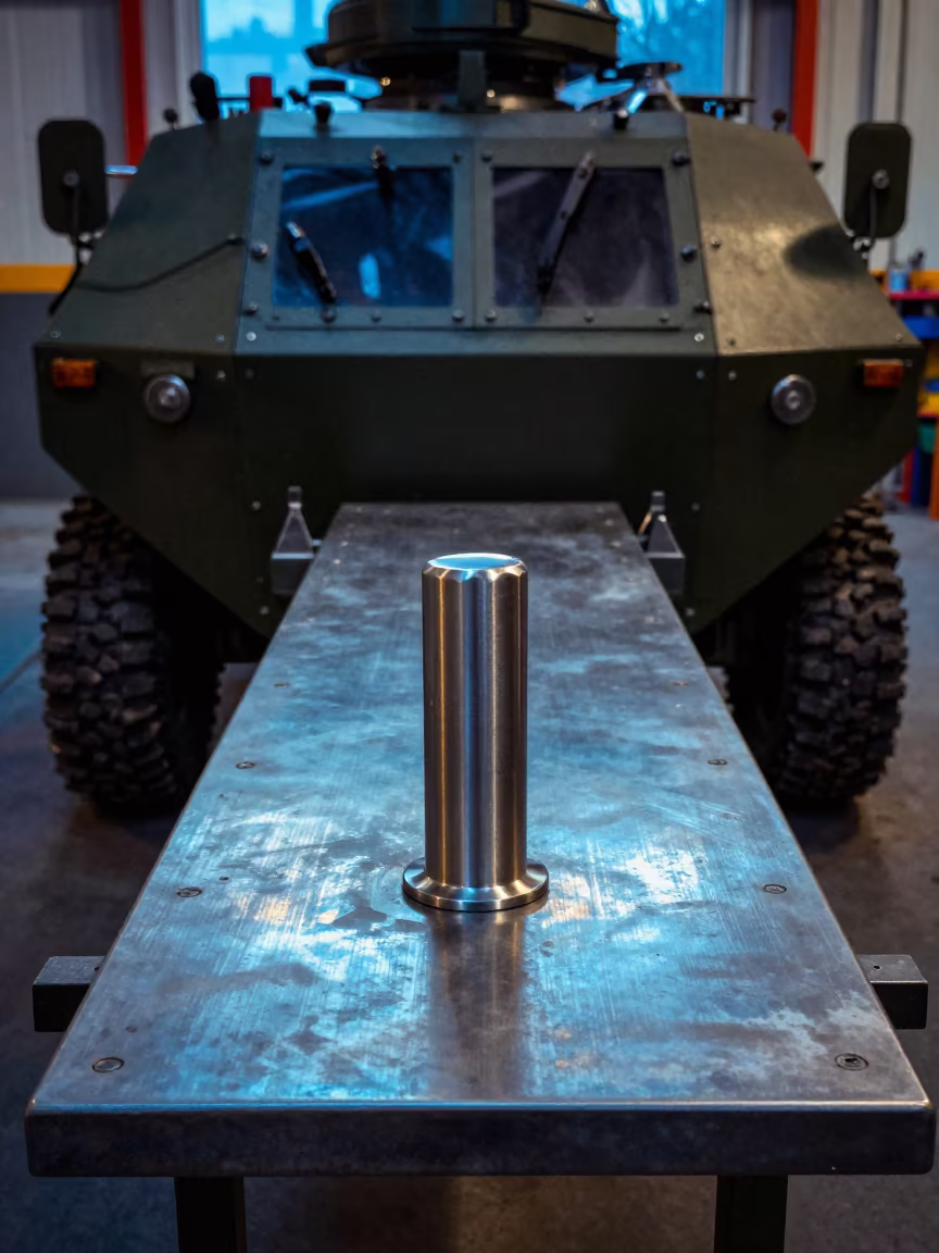 Guide Repair Sleeve in Bavarian Armory Evening in in an armored vehicle bay in Bavaria