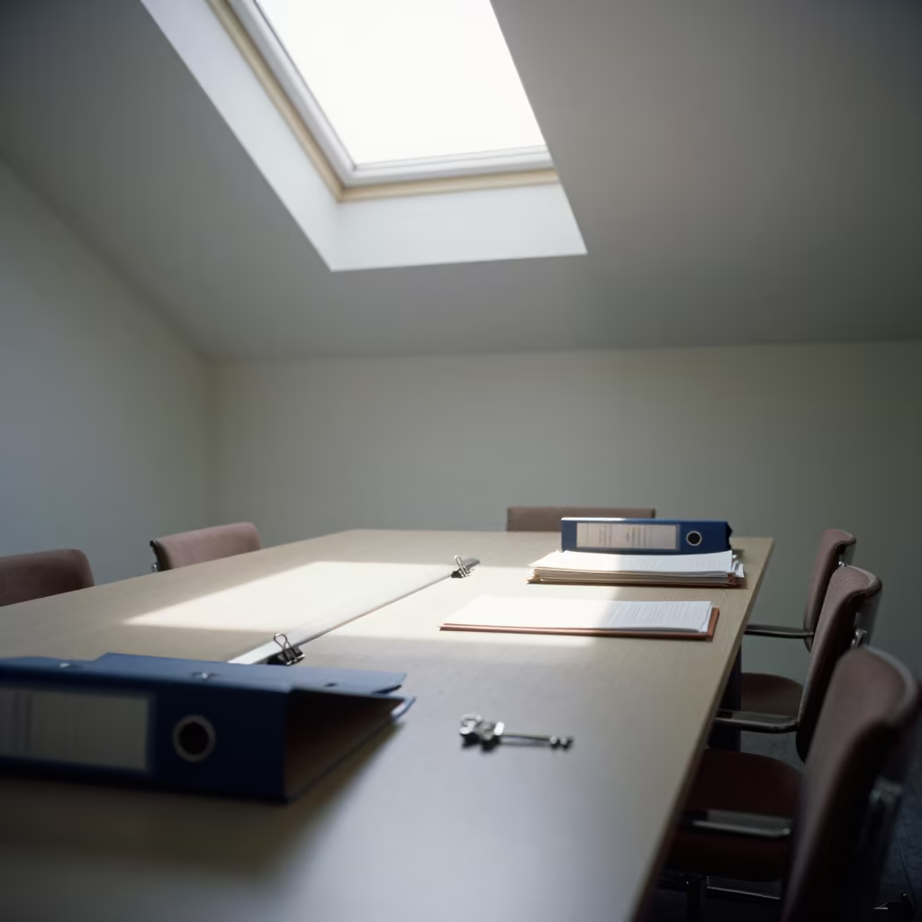 Guillotine Blade Key Tin in Bucharest Office in inside a conference room in Bucharest