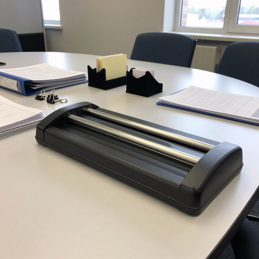 Guillotine Blade Key Tin in Portsmouth Office in inside a conference room in Portsmouth