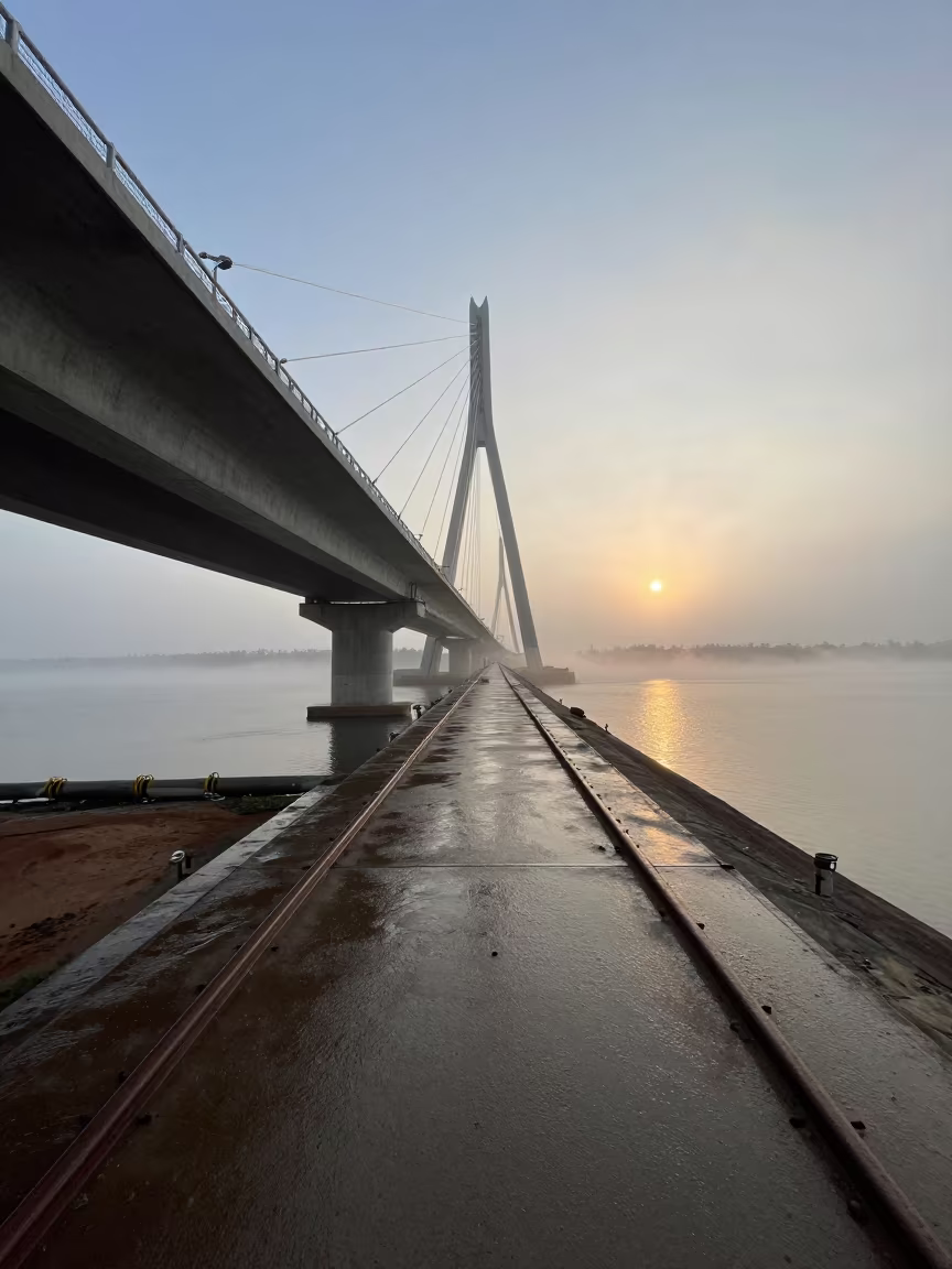 Guinea Heating Corridor Under Bridge in under a cable-stayed bridge span in Guinea