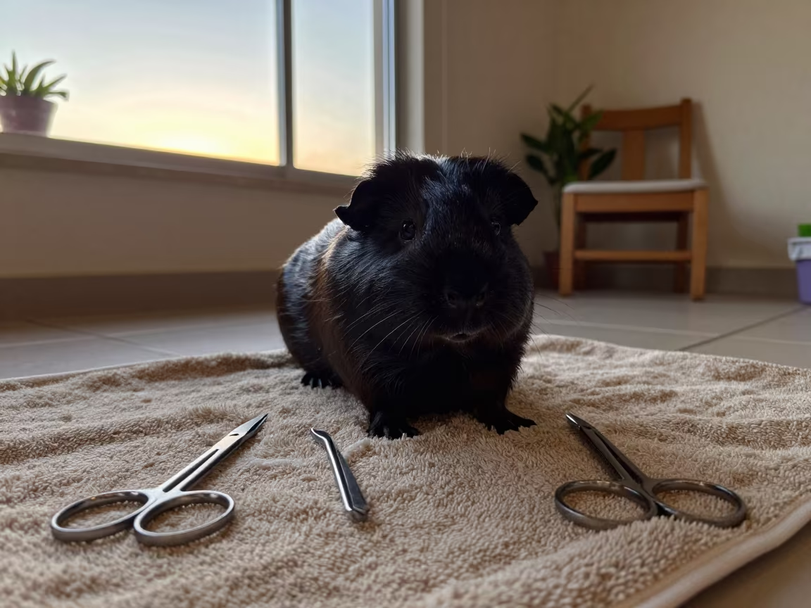 Guinea Pig Grooming Kit in Window Light in inside an adoption room in Ciudad Ojeda