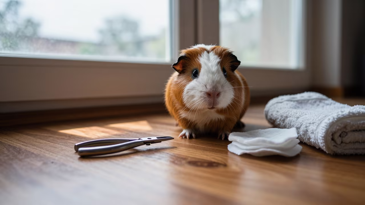 Guinea Pig Nail Kit Before Pickup in Mawlamyine Adoption Room in inside an adoption room near Mawlamyine