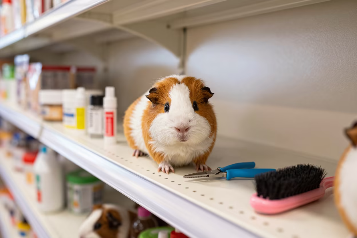 Guinea Pig Nail Kit Store Aisle in inside a pet store aisle near New York