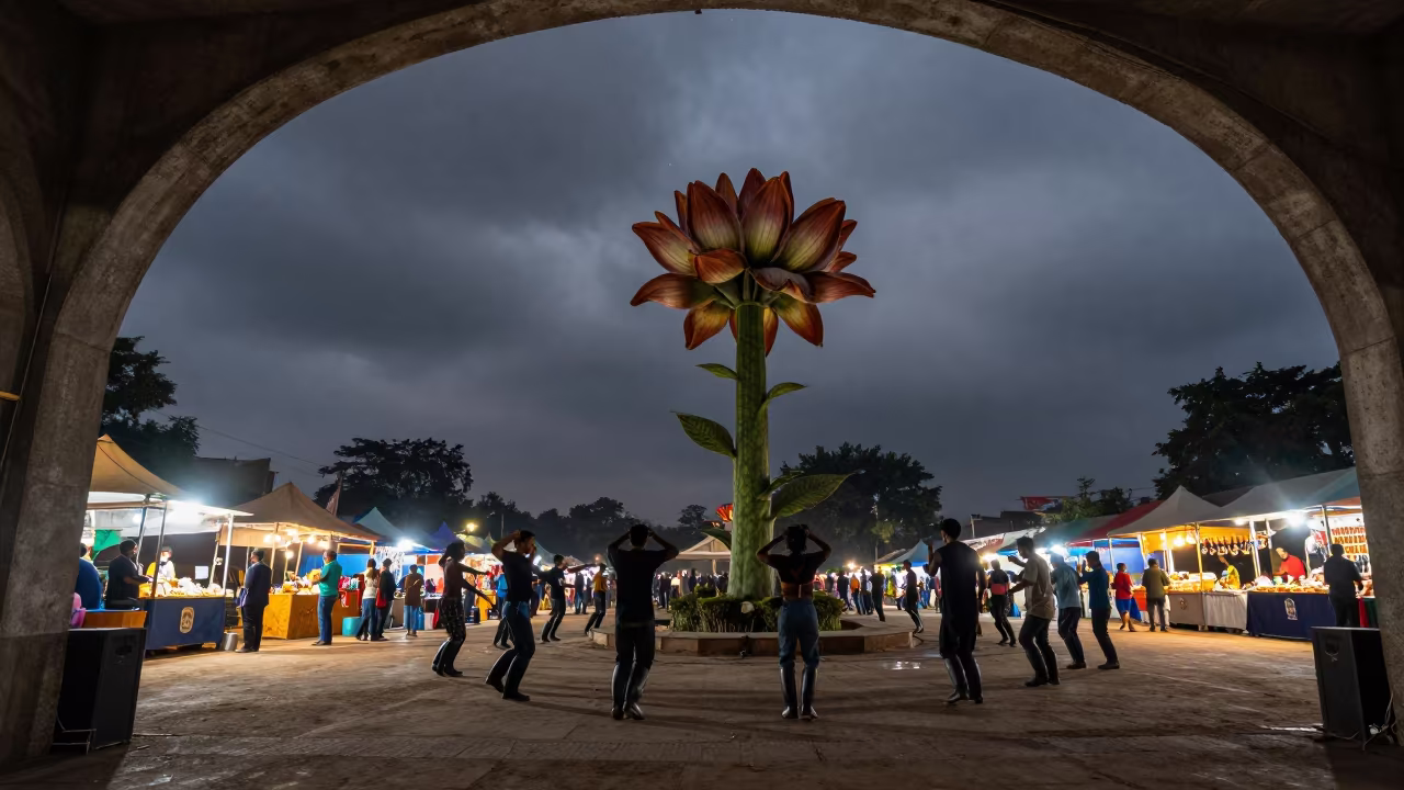 Gumboot Dance Festival Night Market Gurgaon in at a night market in Gurgaon