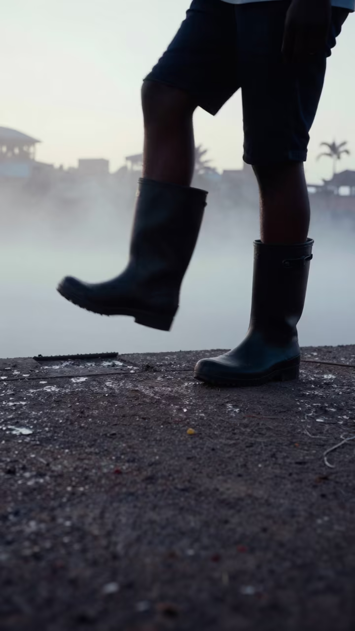 Gumboot Dancer at Dawn in Mwanza in in Mwanza