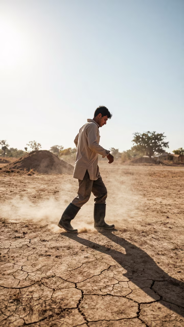Gumboot Dancer Stomping in Late Afternoon Rajkot in near Rajkot