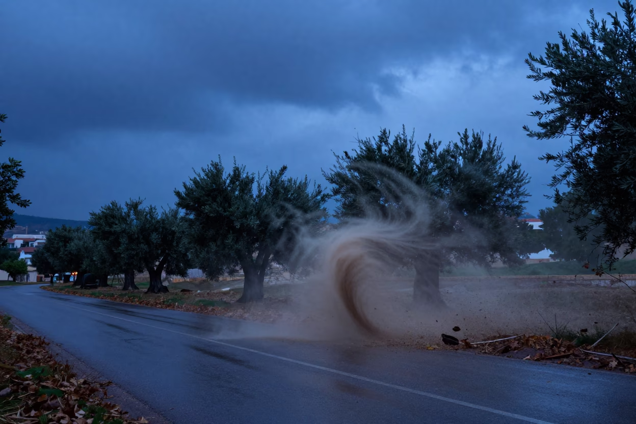 Gustnado Swirling Near Jounieh at Blue Hour in near Jounieh