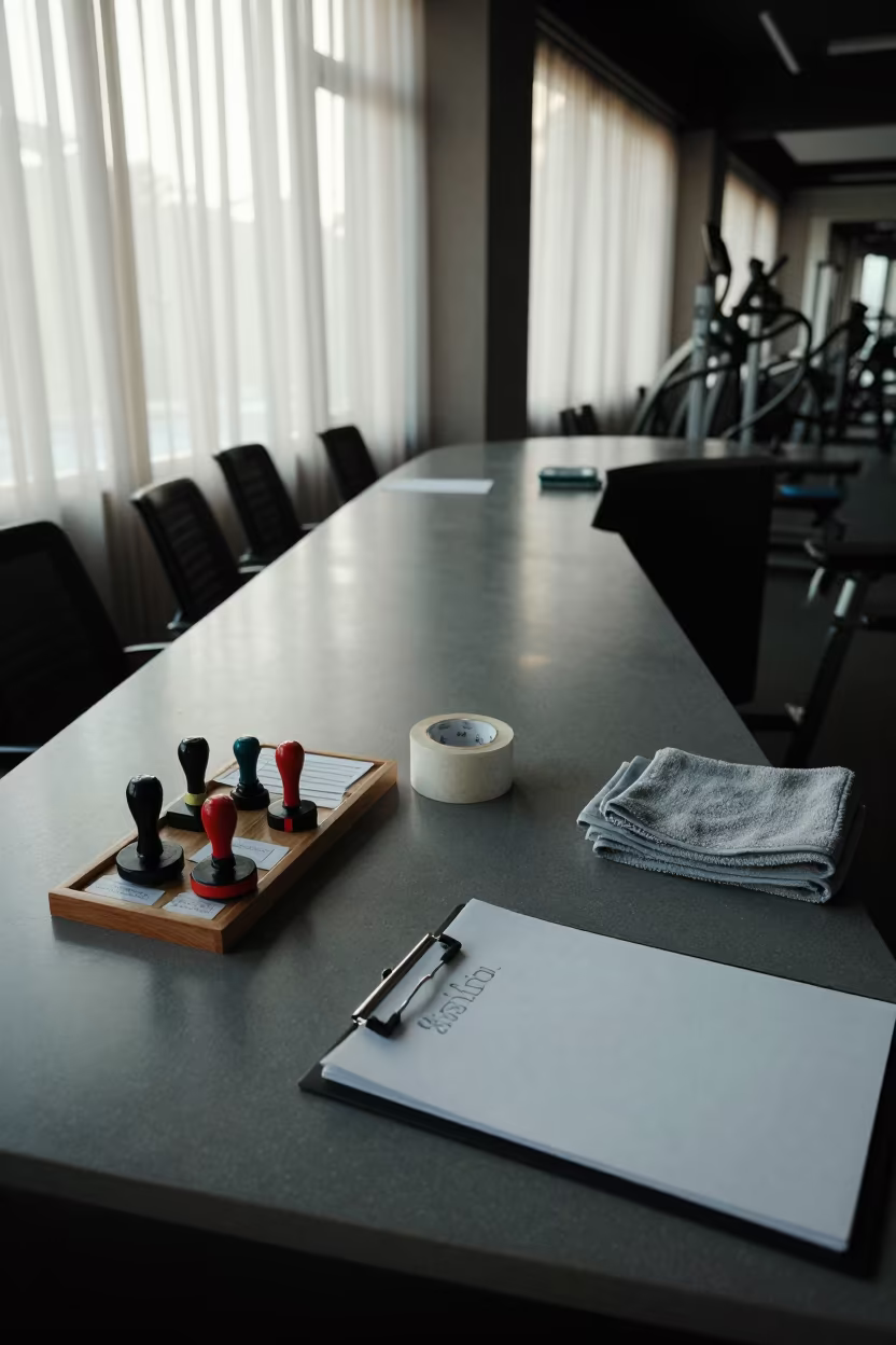 Gym Attendance Tray at Dawn in Rajkot in at a gym check-in desk in Rajkot