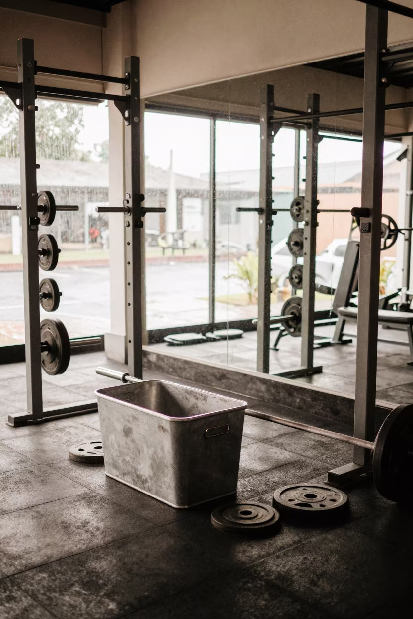 Gym Barbell Collar Bin Midday Makassar in inside a strength room in Makassar