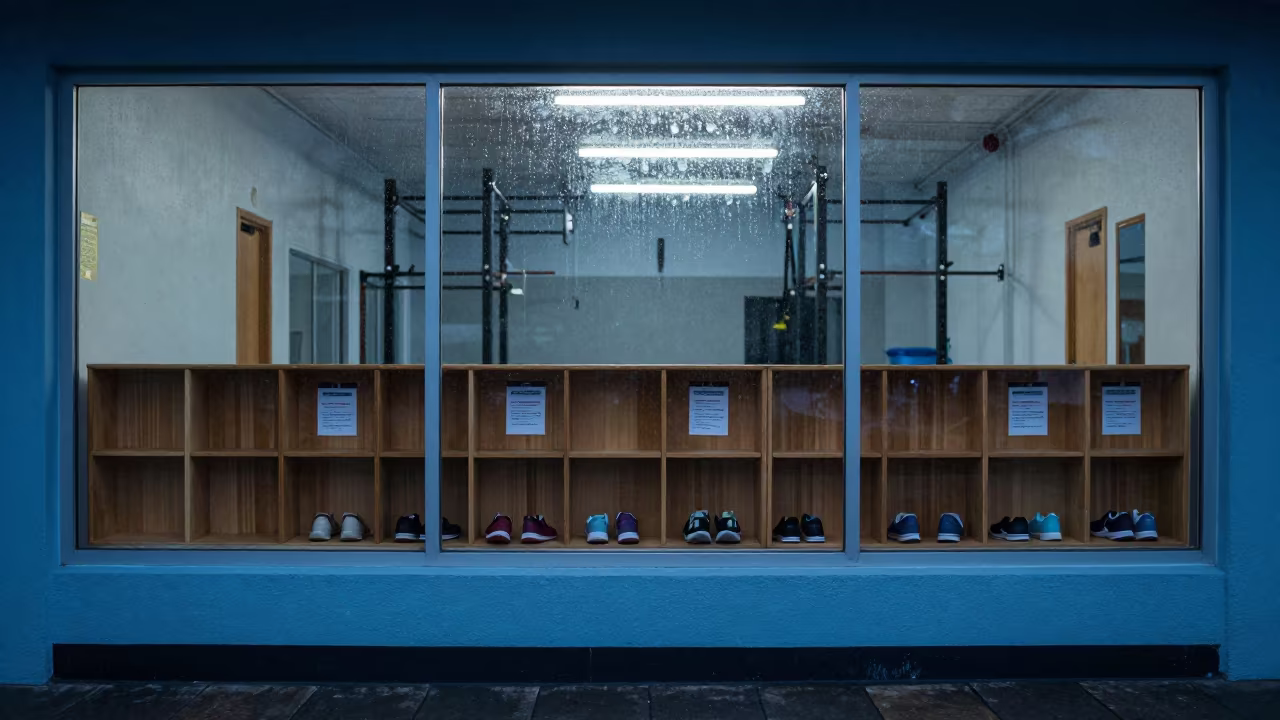 Gym Childcare Window Cubbies Blue Hour in inside a strength room in Guantánamo