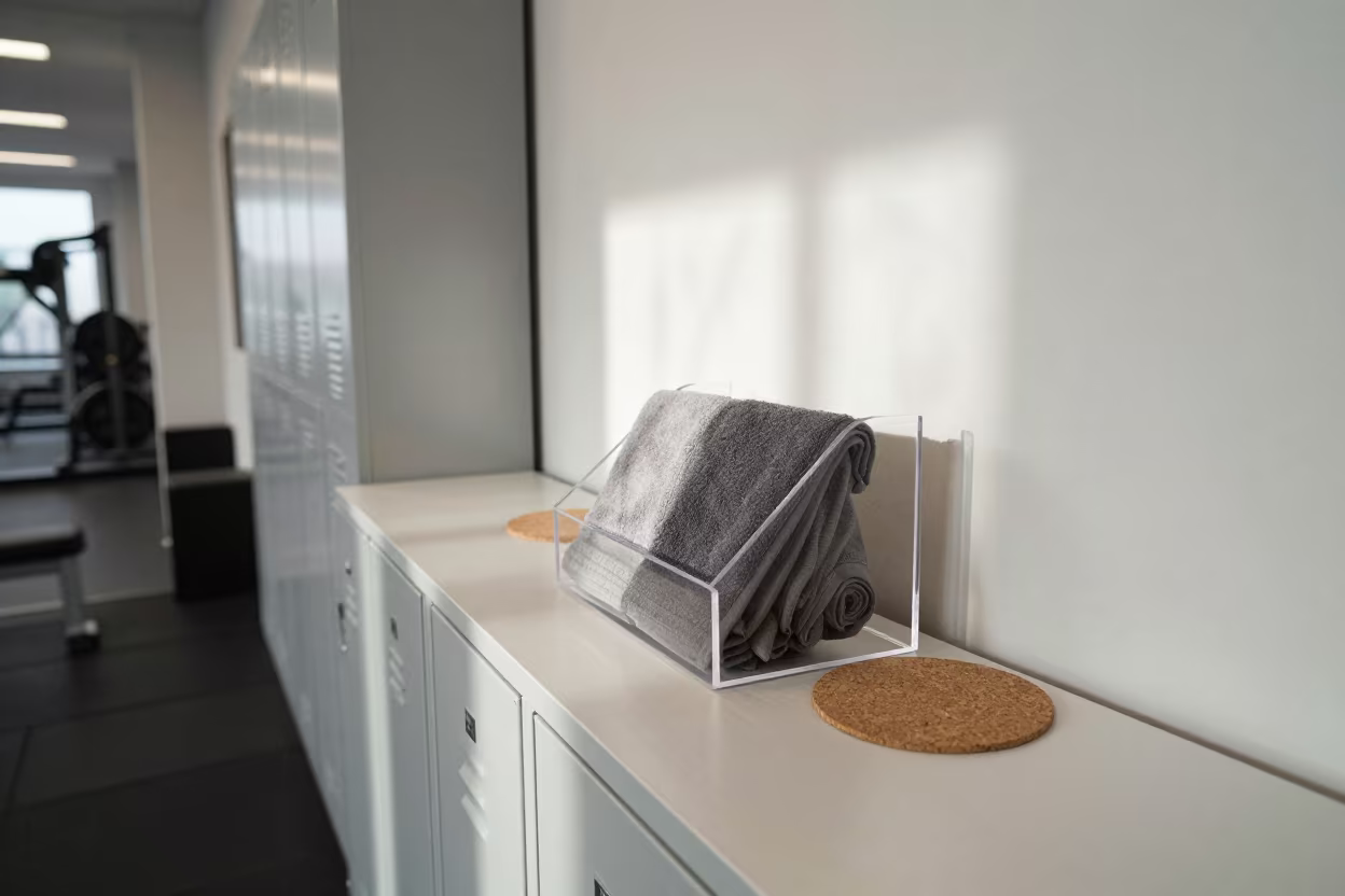 Gym Membership Freeze Rack with Dust and Scuffed Paint in at a gym check-in desk near Gyumri