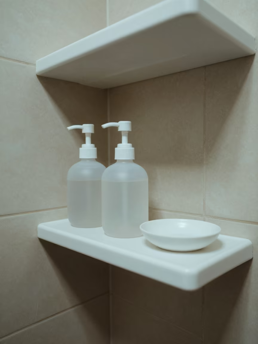 Gym Shower Shelf Before Sunrise Session in at a gym check-in desk near Elche