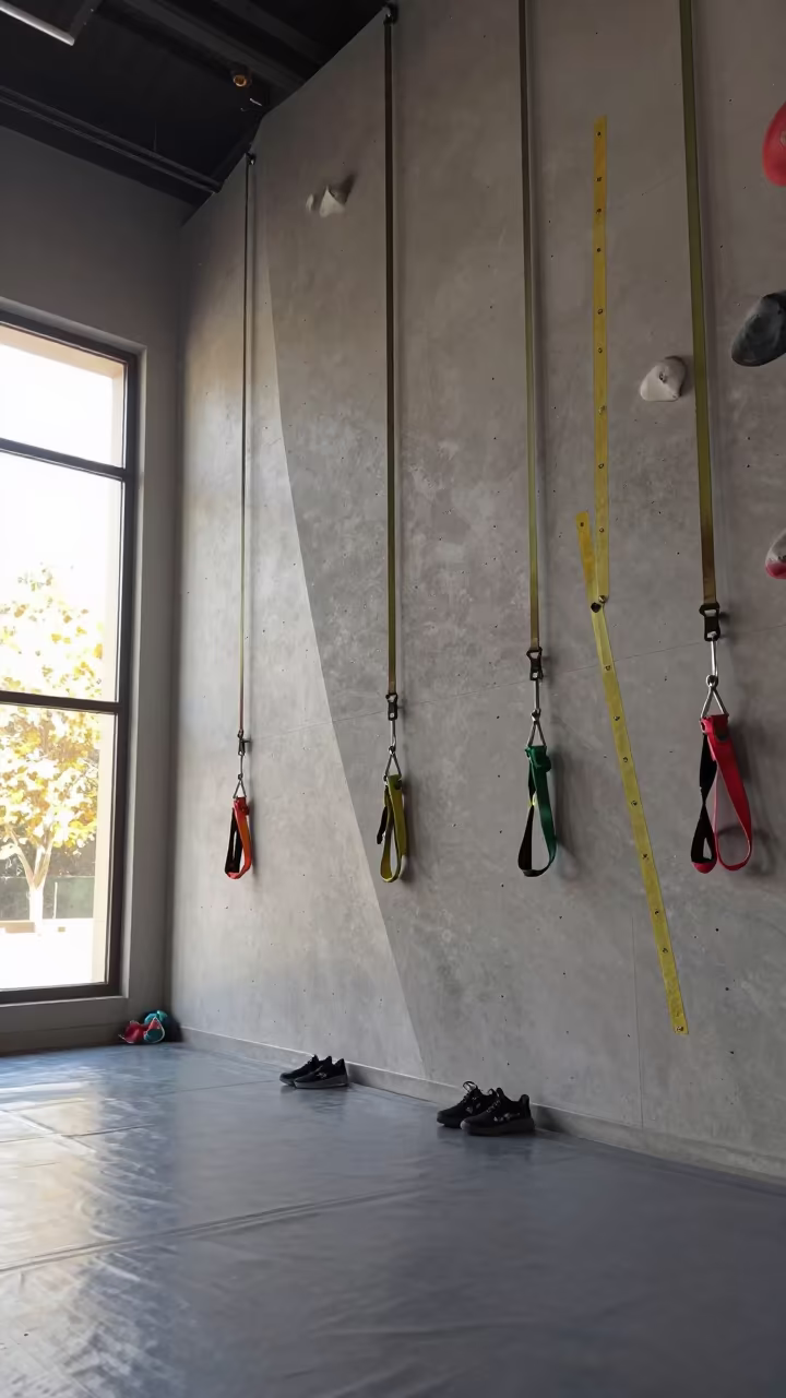 Gym Wall and Shoes Before Yoga Class in inside a yoga studio before the session begins in Ismailia