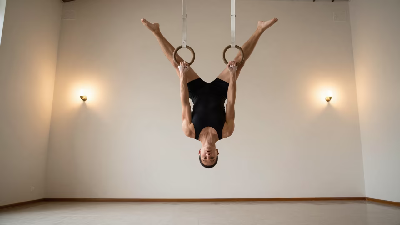 Gymnast Iron Cross Rings Mixco Studio in in a studio in Mixco
