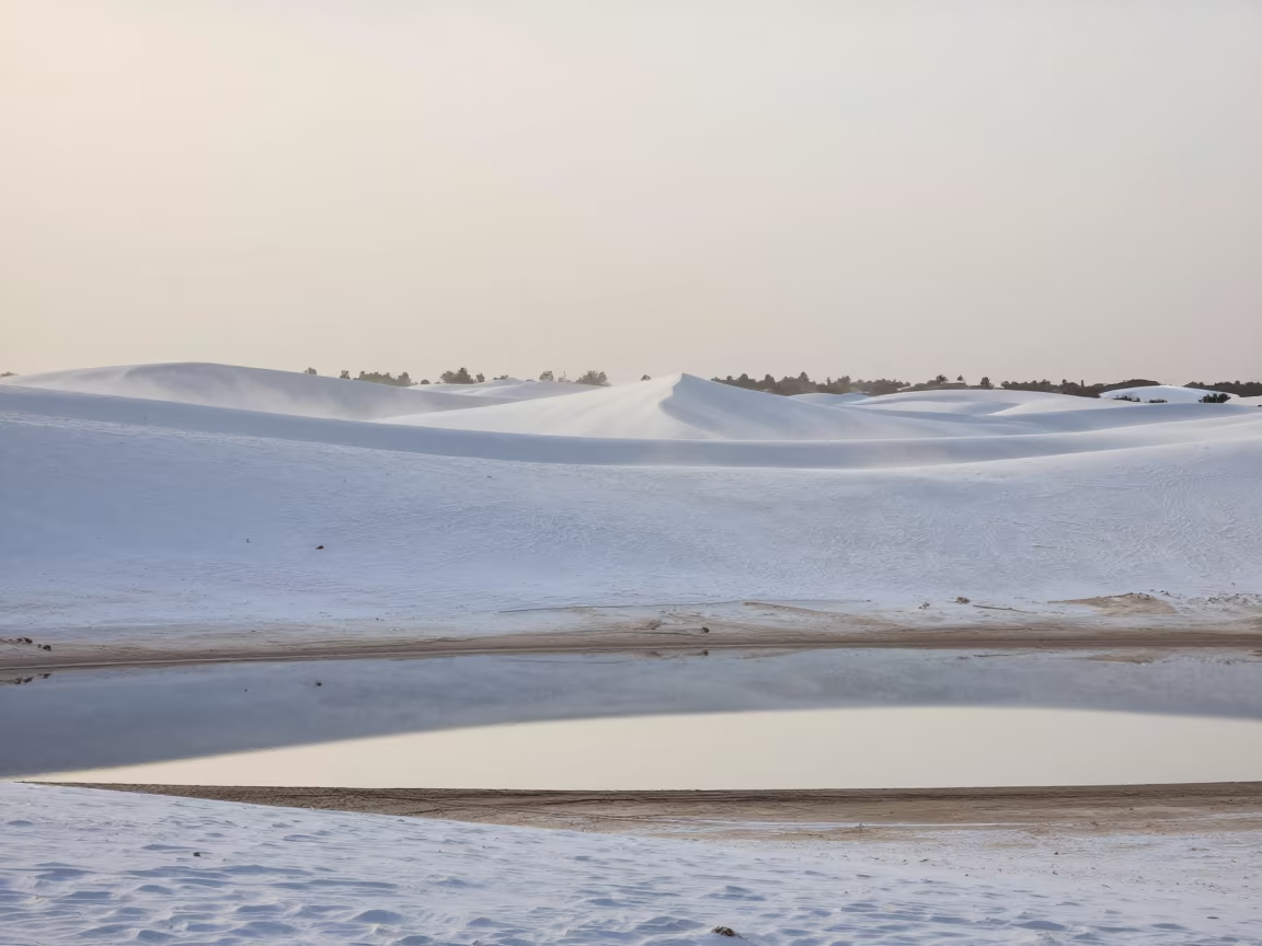 Gypsum Dunes at Dawn Near Jeddah in across a wide valley floor near Jeddah