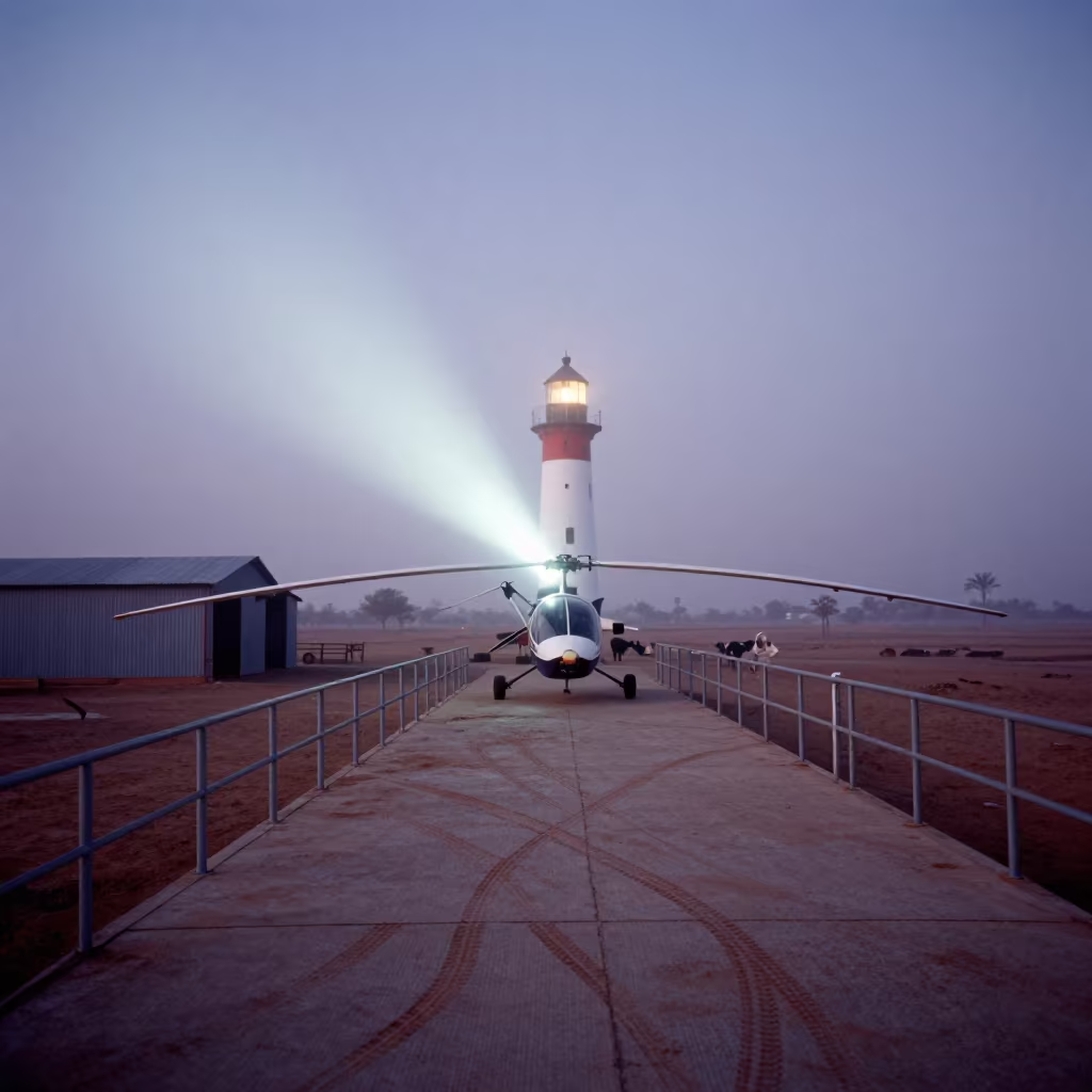 Gyrocopter at Mauritania Stockyard Ramp in at a stockyard loading ramp in Mauritania