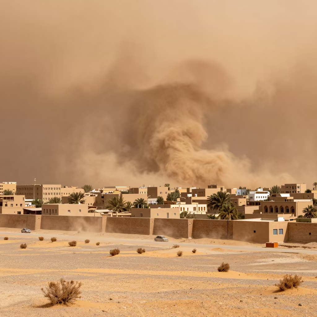 Haboob Approaching Isfahan Desert City in near Isfahan