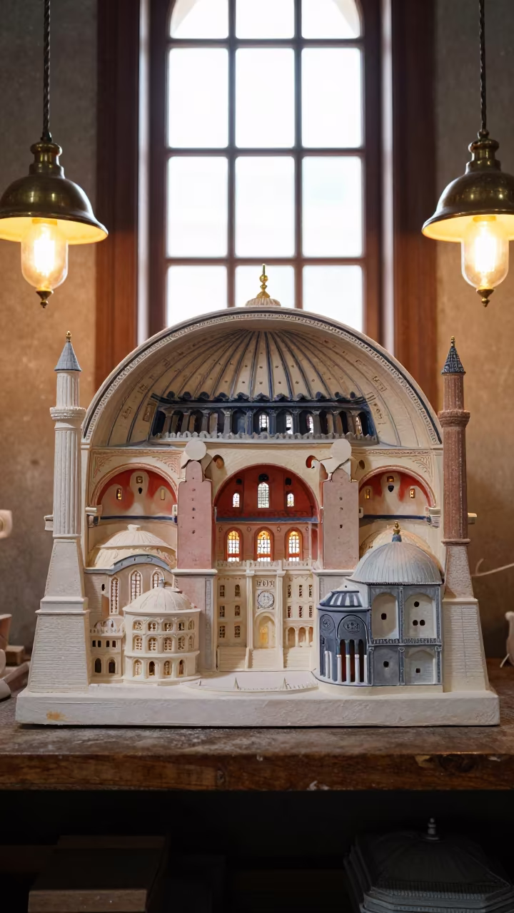 Hagia Sophia Dome Interior Model on Workshop Shelf in on a workshop shelf in Istanbul
