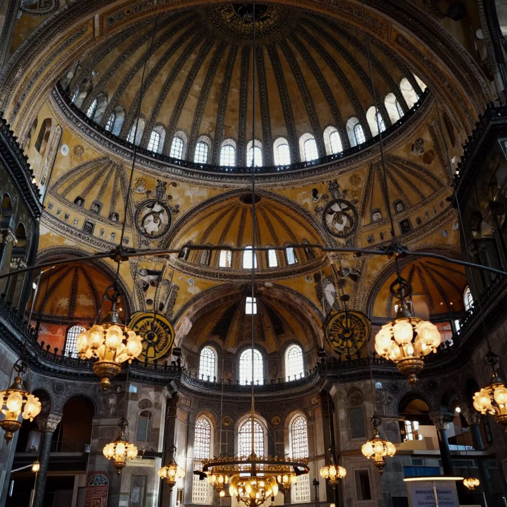 Hagia Sophia Dome Lamps Before Dawn in on a painted display ledge in Istanbul
