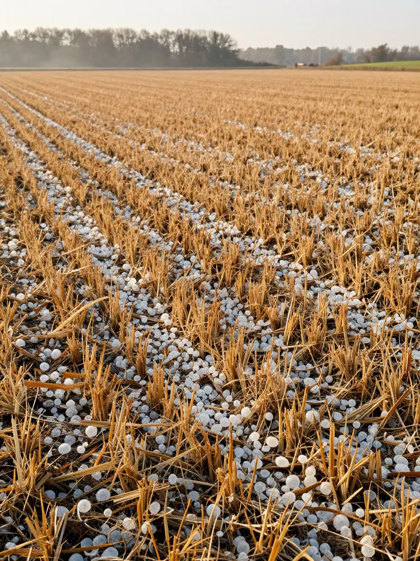 Hailstone Pocked Autumn Field Loire Valley in in the Loire Valley