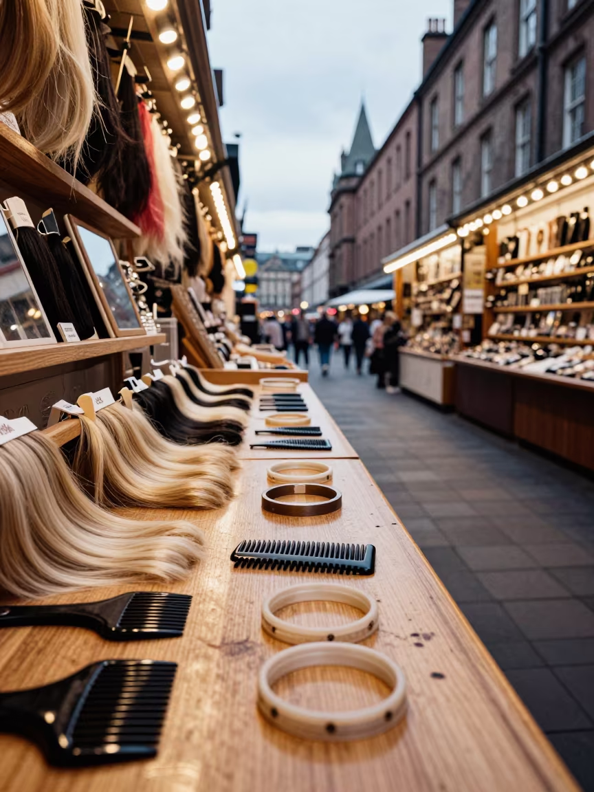 Hair Color Ring on Jewelry Counter in at a jewelry counter inside a covered bazaar in Glasgow