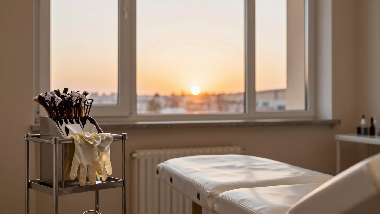 Hair Foil Cart After Long Session in Erbil in inside a skincare treatment room in Erbil