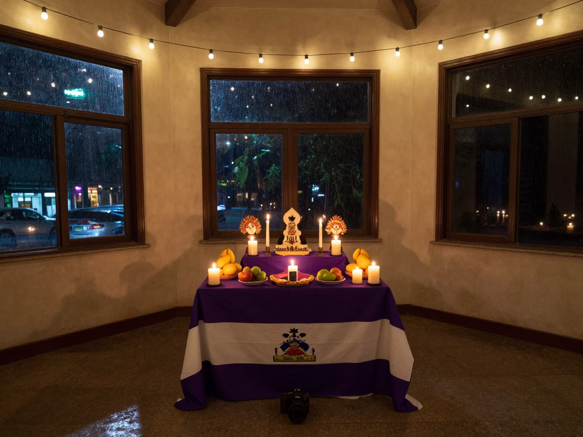 Haitian Vodou Altar in Beijing Nave in inside a candlelit nave in Beijing