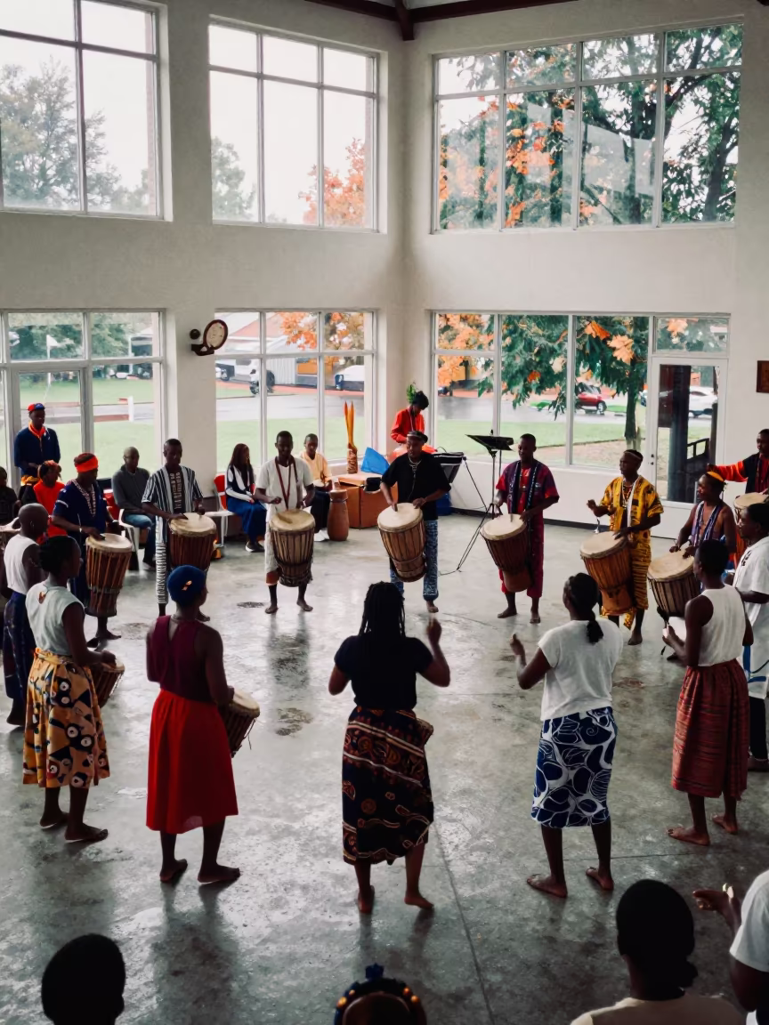 Haitian Vodou Ceremony Drumming Dance Kaunas Hall in in a ceremonial hall near Kaunas