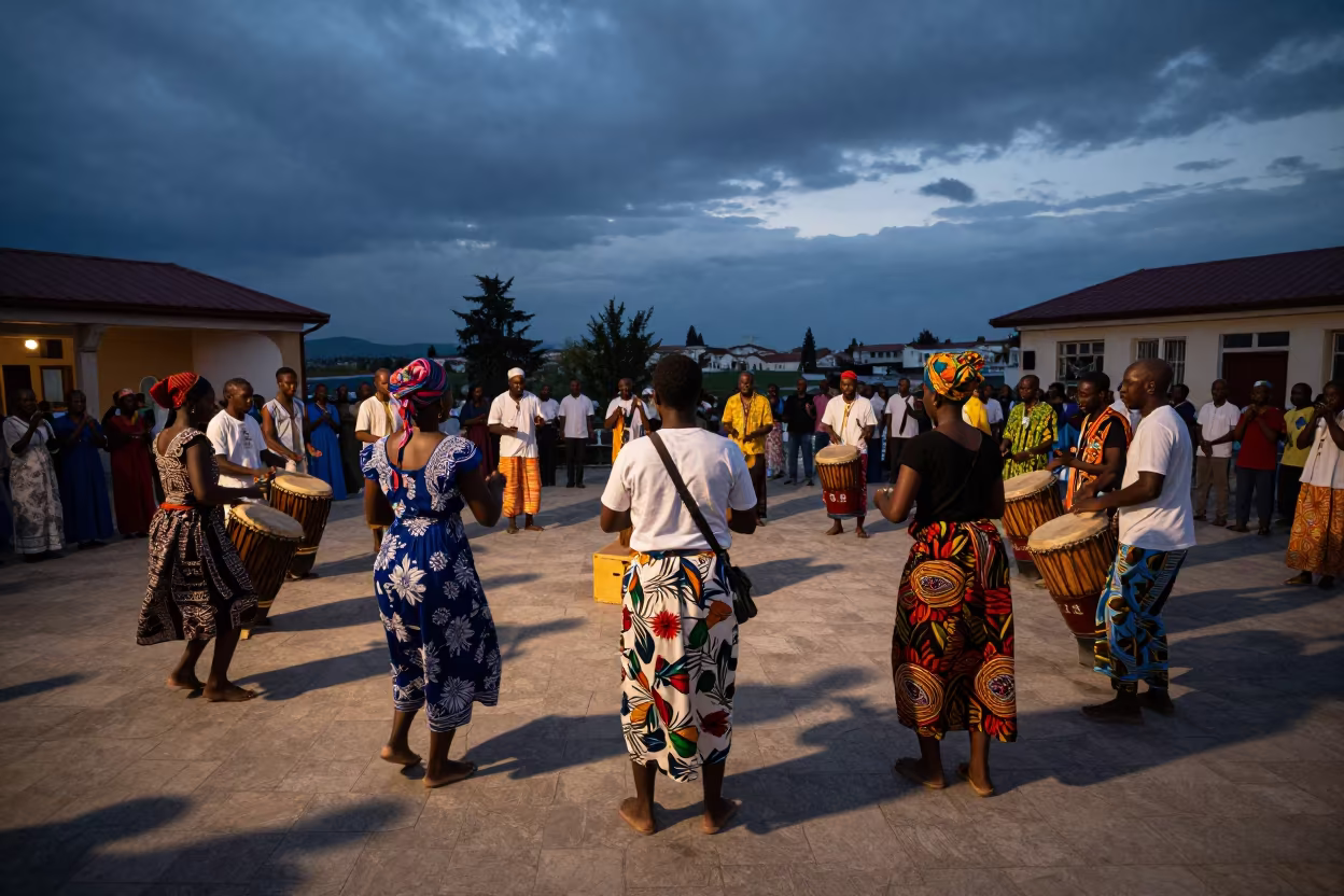 Haitian Vodou Ceremony in Tbilisi Prayer Hall in in a prayer hall in Tbilisi