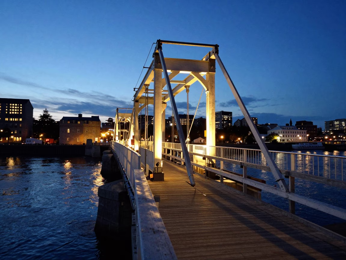 Halifax Citadel Night Scene with Drawbridge and City Lights at Blue Hour in in Halifax, Nova Scotia, Canada