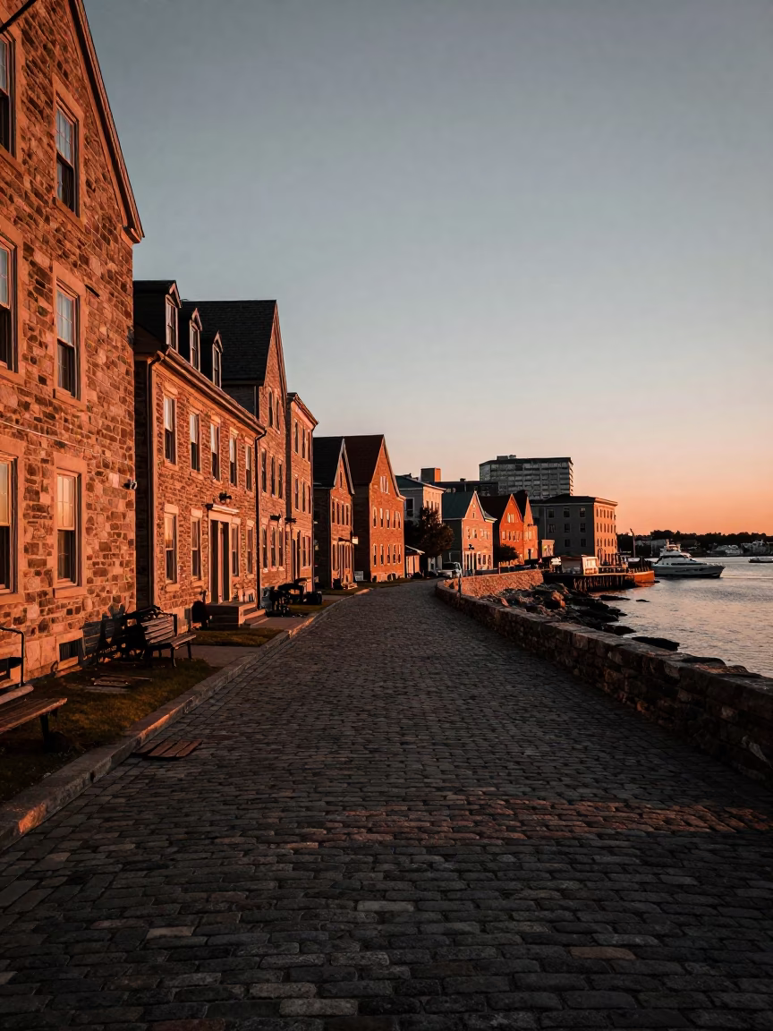 Halifax Dusk Scene at Copper-toned Light Before Dusk in in Halifax, Nova Scotia, Canada