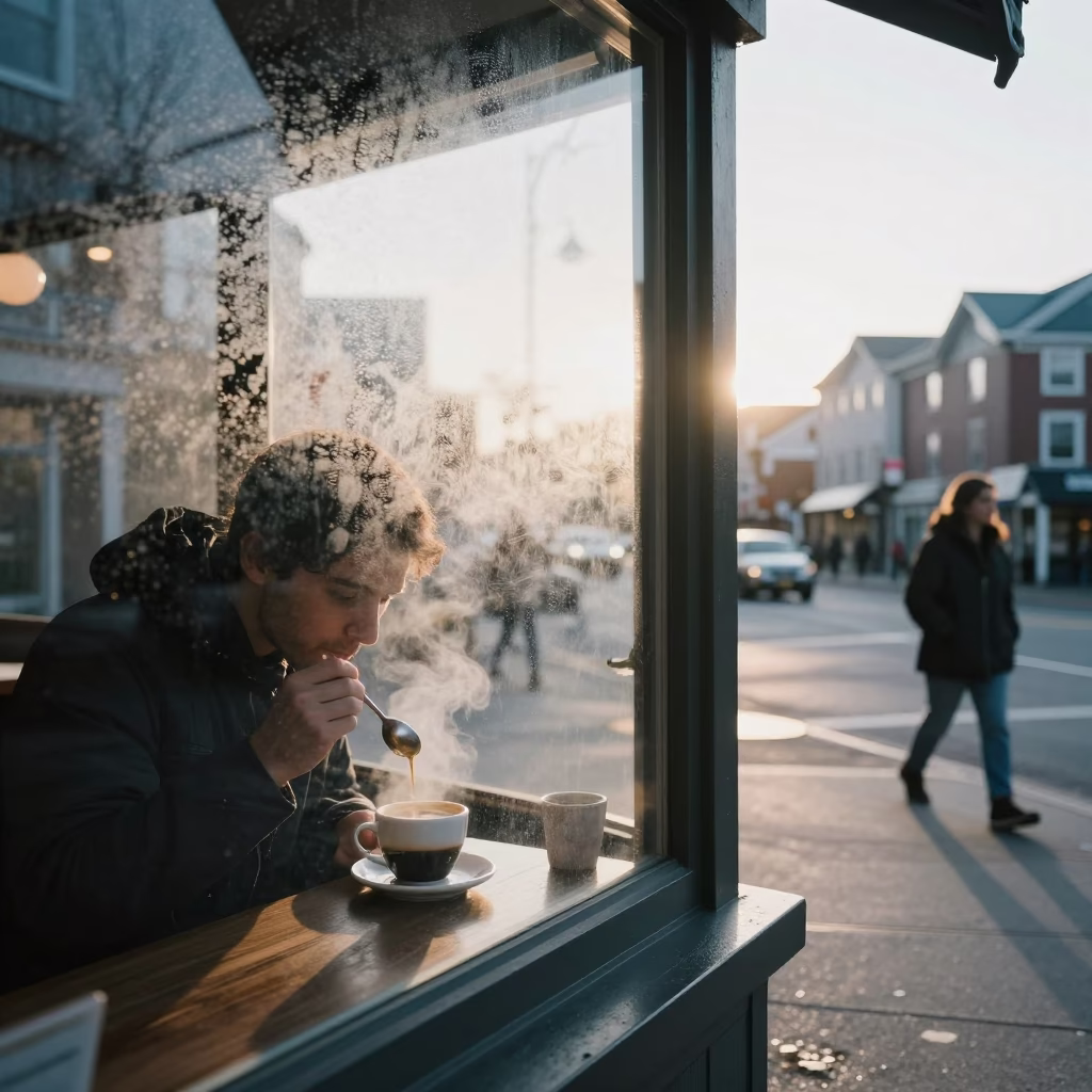 Halifax Early Morning Street Scene with Condensation and Coffee Cup in in Halifax, Nova Scotia, Canada