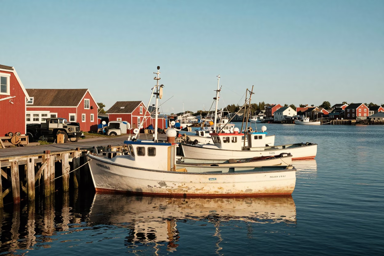 Halifax Fishing Boats at Clear Late-afternoon Light in in Halifax, Nova Scotia, Canada