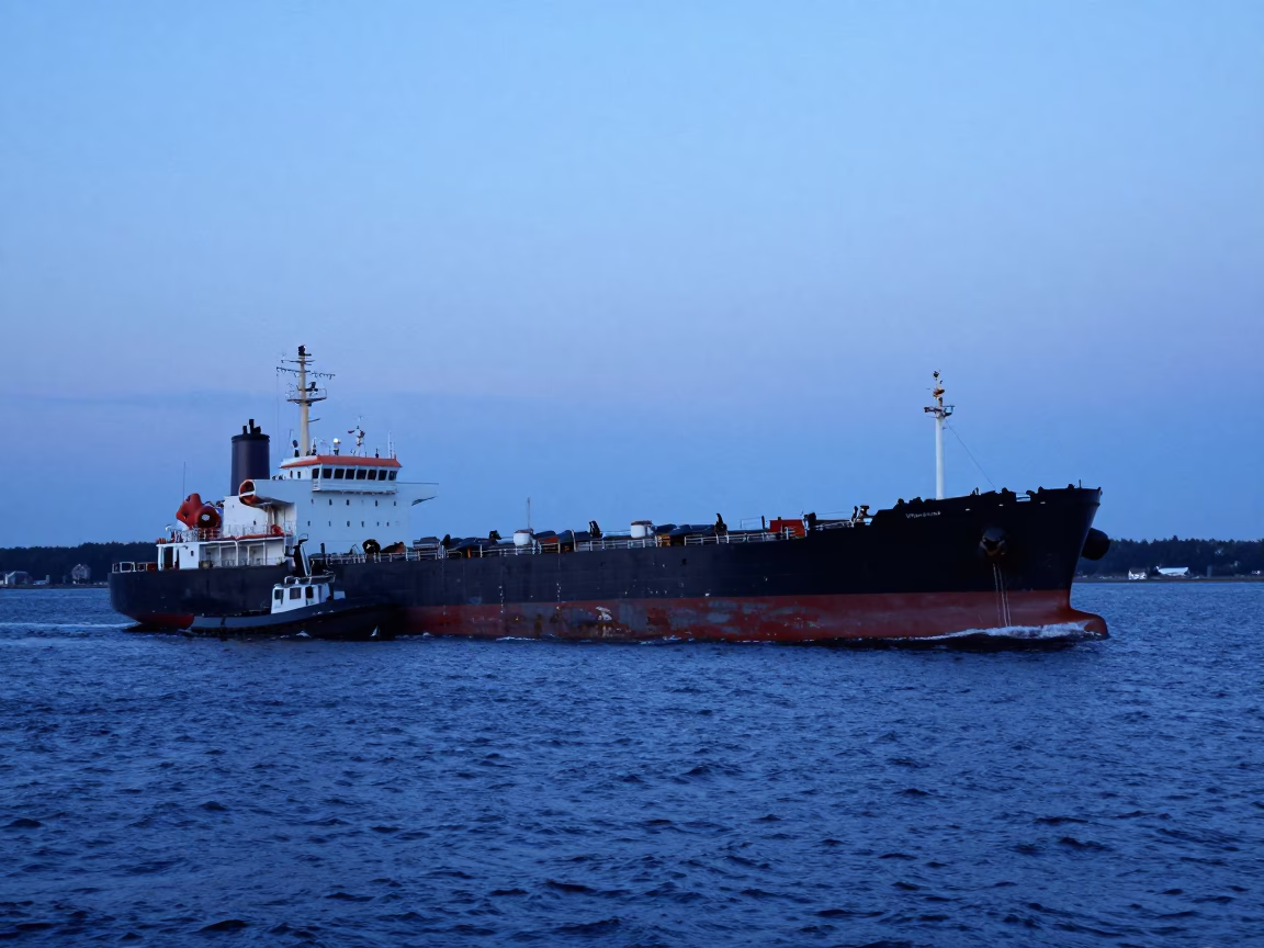 Halifax Harbor Tugboat Fleet Guiding Tanker at Blue Hour Nova Scotia Canada in in Halifax, Nova Scotia, Canada