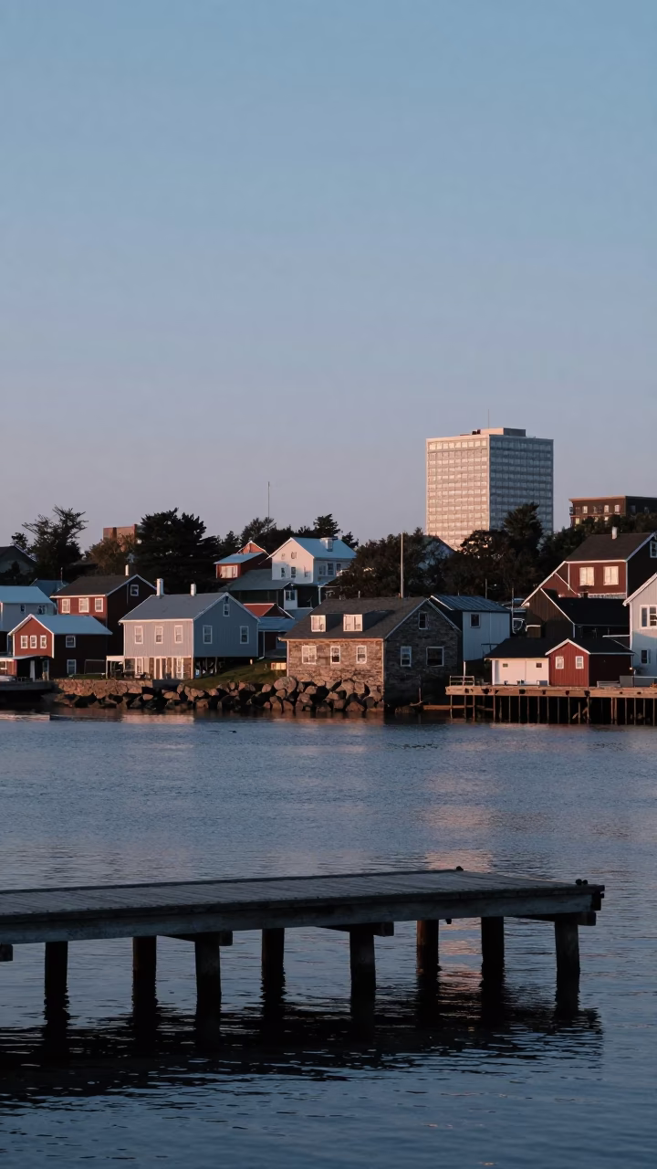Halifax Harbor View at Sunrise Light in in Halifax, Nova Scotia, Canada