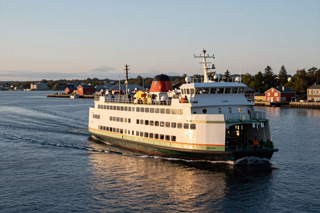 Halifax Harbour Chain Ferry Crossing Sunrise Light Nova Scotia Canada in in Halifax, Nova Scotia, Canada