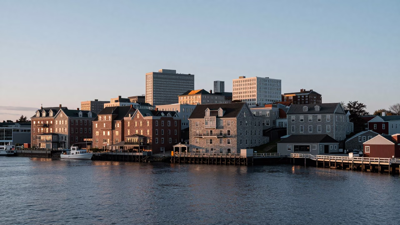 Halifax Nova Scotia Before Sunrise Harbour View with Historic Architecture and Morning Mist in in Halifax, Nova Scotia, Canada