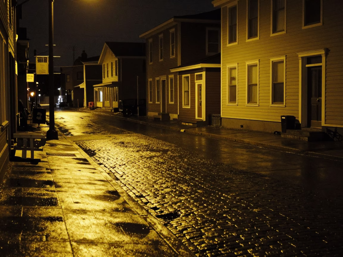 Halifax Nova Scotia Canada Late Night Street Scene with Vintage 1960s Atmosphere in in Halifax, Nova Scotia, Canada