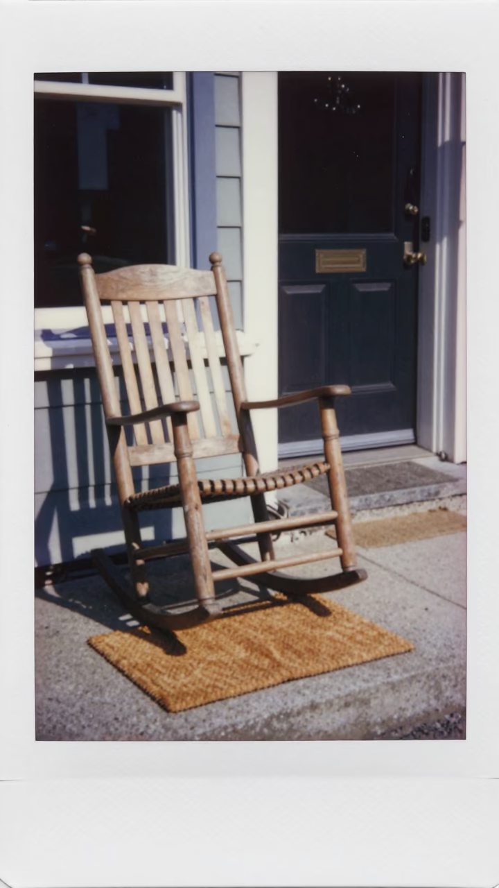 Halifax Nova Scotia Canada Midday Street Scene with Doormat and Rocking Chair in in Halifax, Nova Scotia, Canada