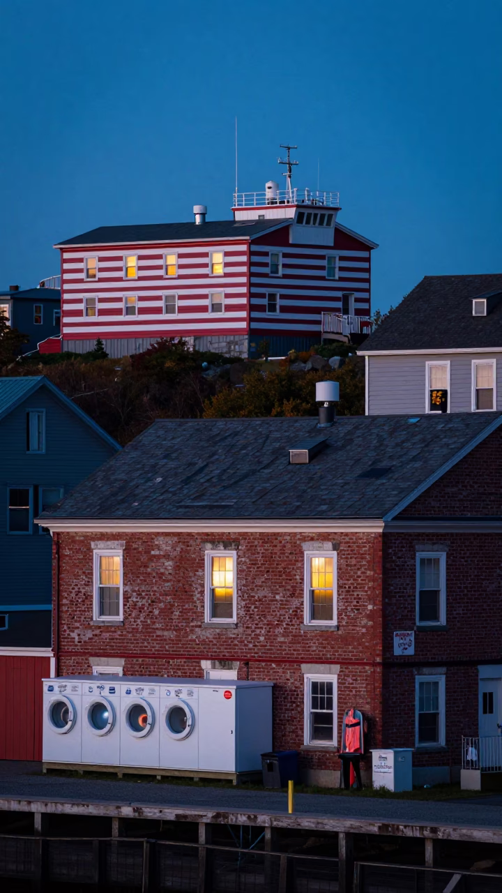 Halifax Nova Scotia Dawn Harbor Coast Guard Station Laundry and Urban Life in in Halifax, Nova Scotia, Canada
